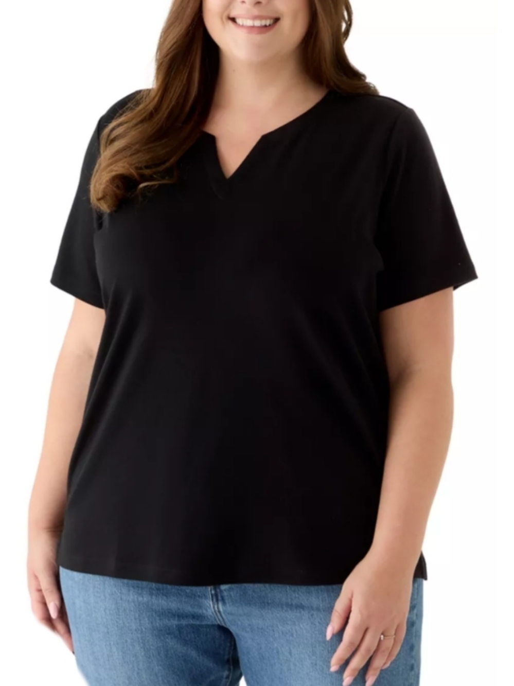 Black Short Sleeve Top Size Petite Large